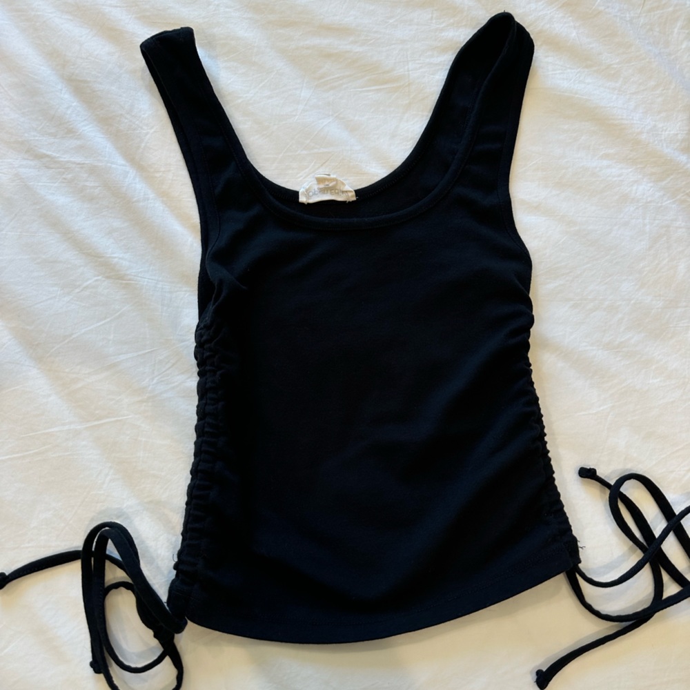 Black Open Edit Crop Top with adjustable side rouching